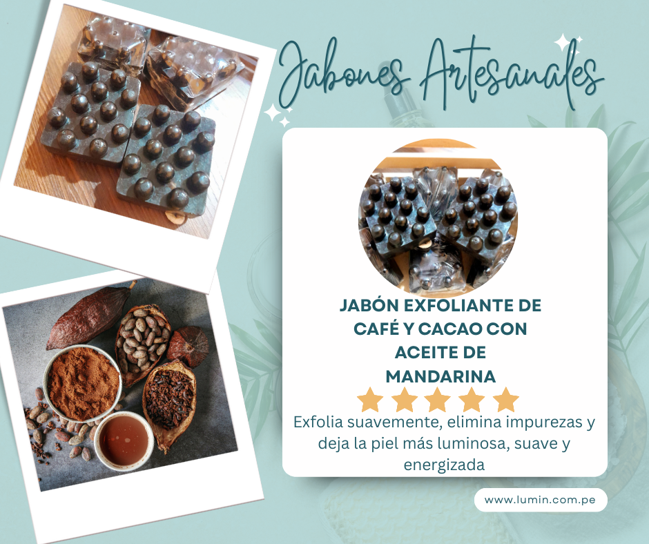 Jabón Exfoliante de Café y Cacao con Aceite de Mandarina