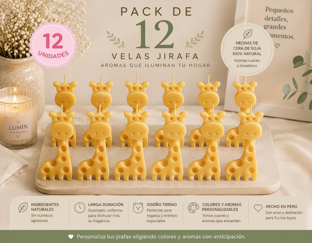Velitas  Aromática Pack de 12 Velas Jirafa