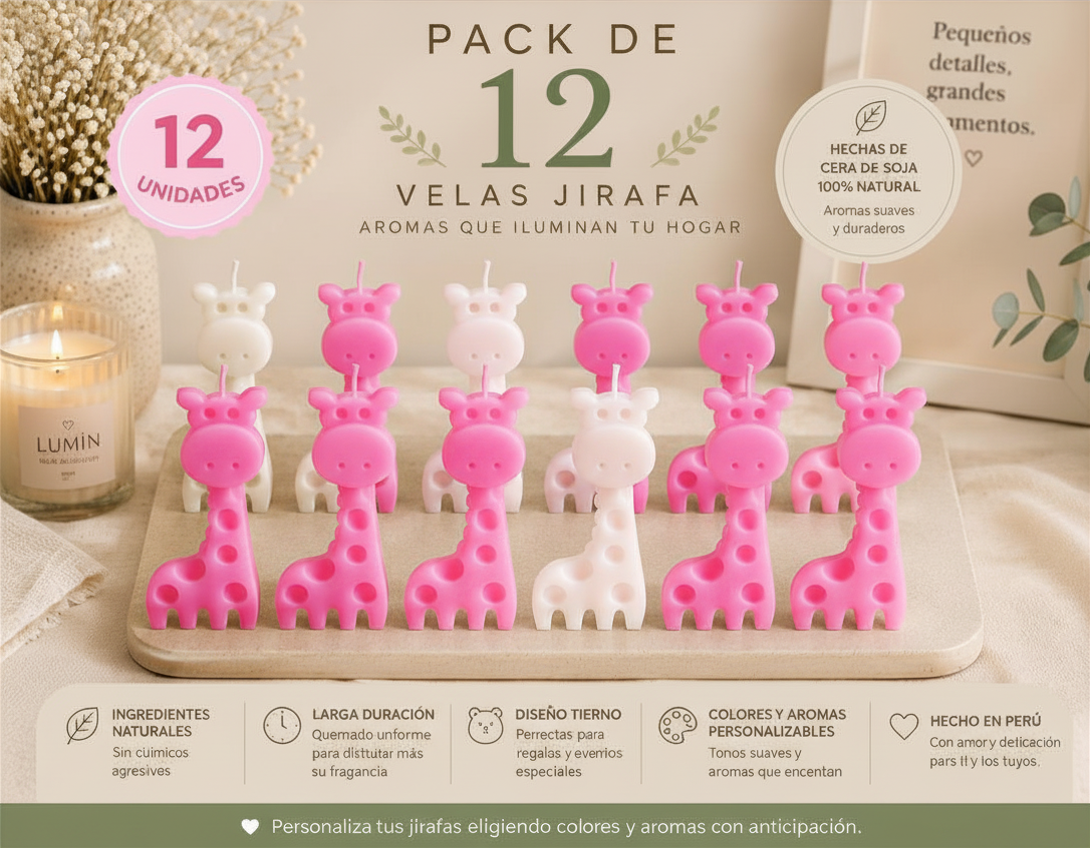 Velitas  Aromática Pack de 12 Velas Jirafa