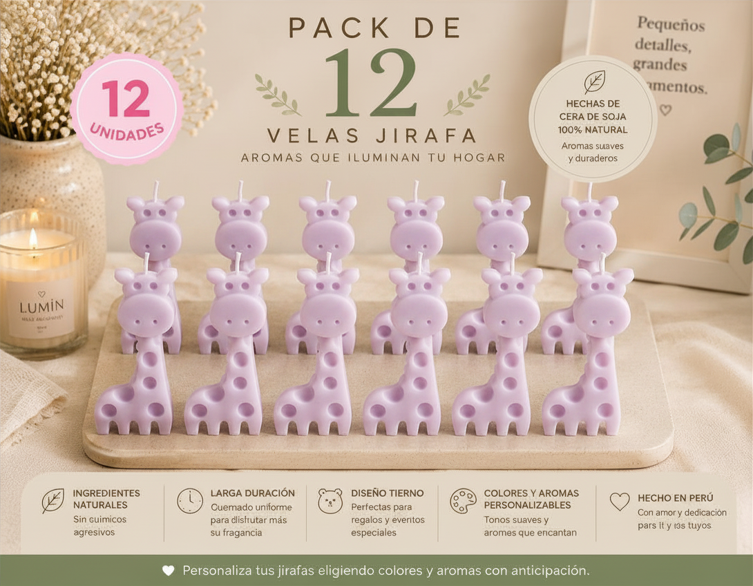 Velitas  Aromática Pack de 12 Velas Jirafa