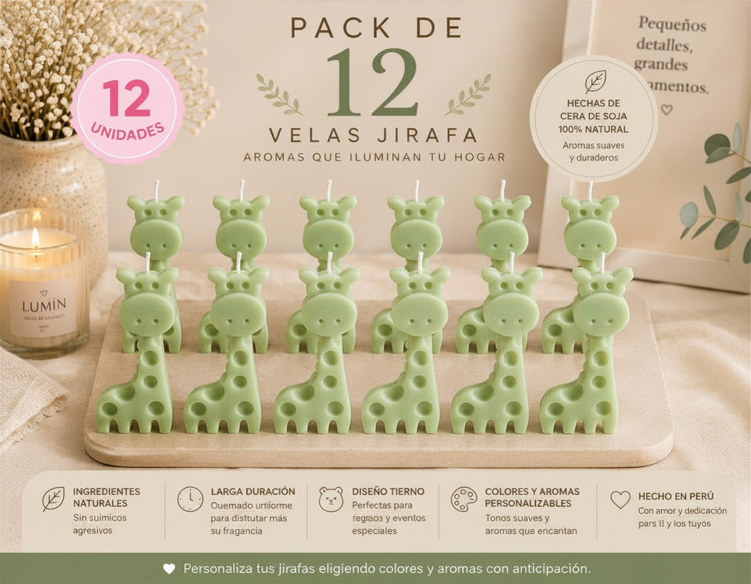 Velitas  Aromática Pack de 12 Velas Jirafa