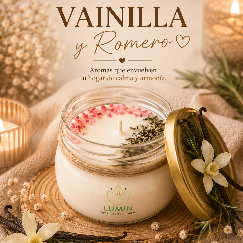 Vela Aromática De Vainilla Y Romero