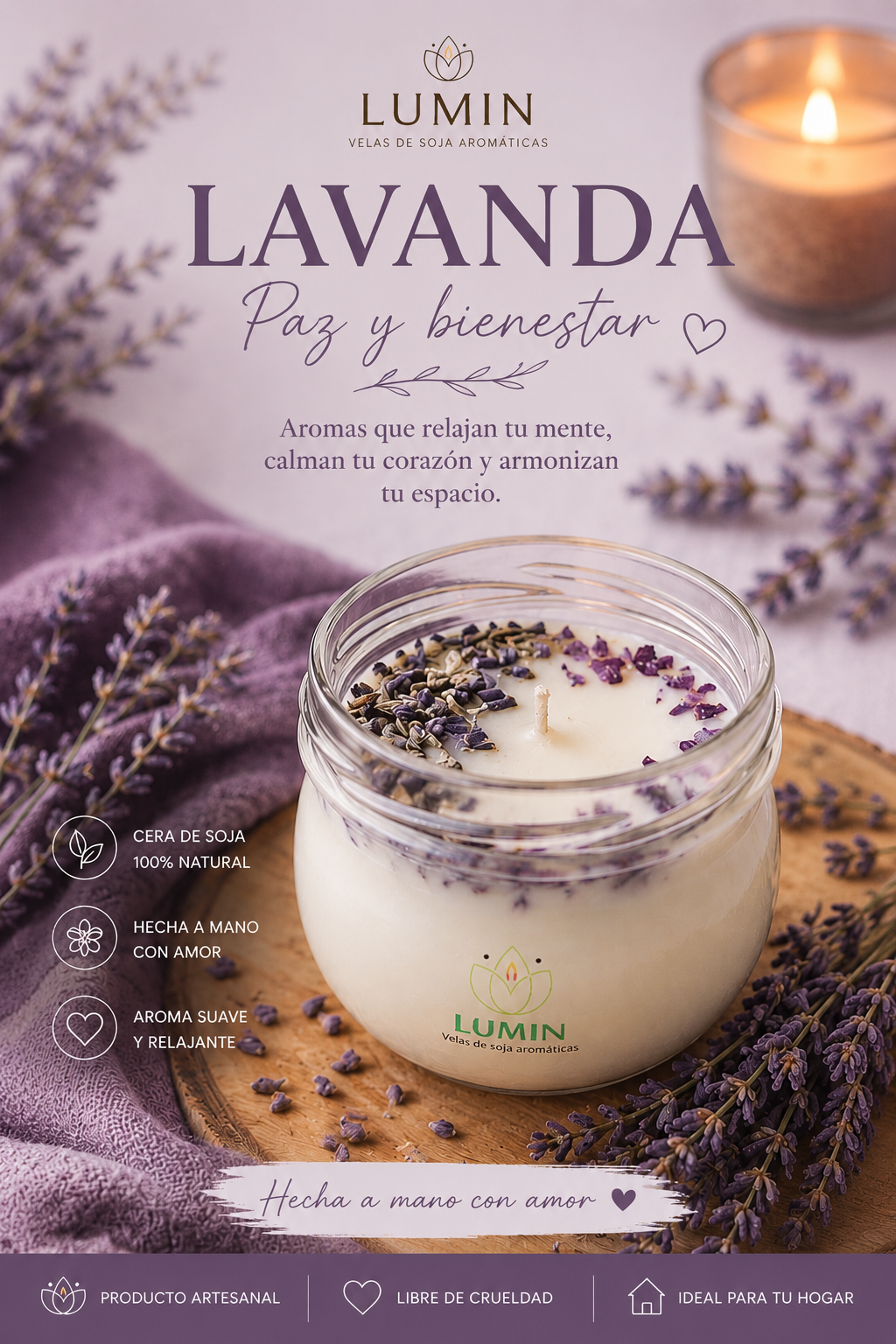 Vela Aromática De Lavanda