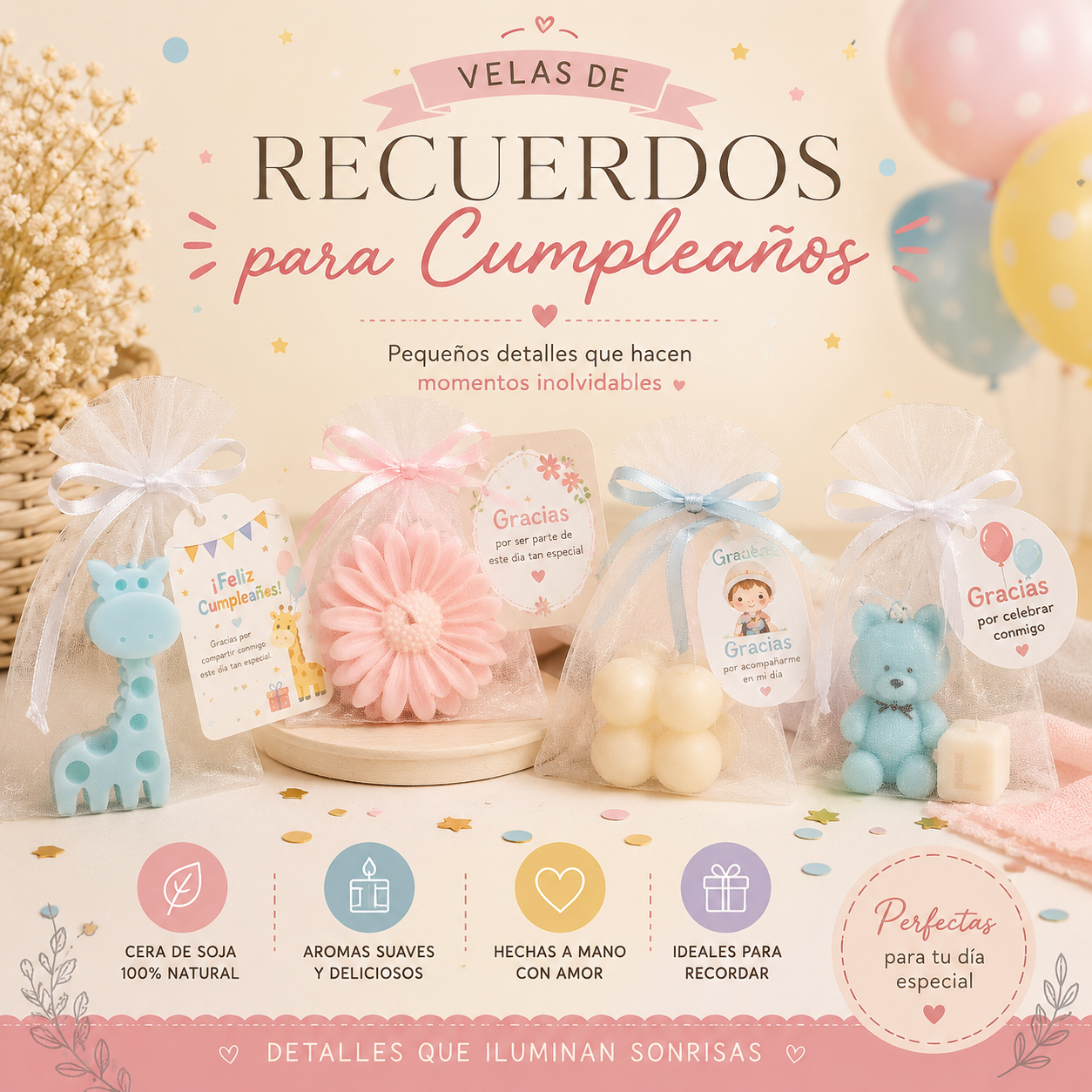 Velas Para  Recuerditos De Cumpleaños