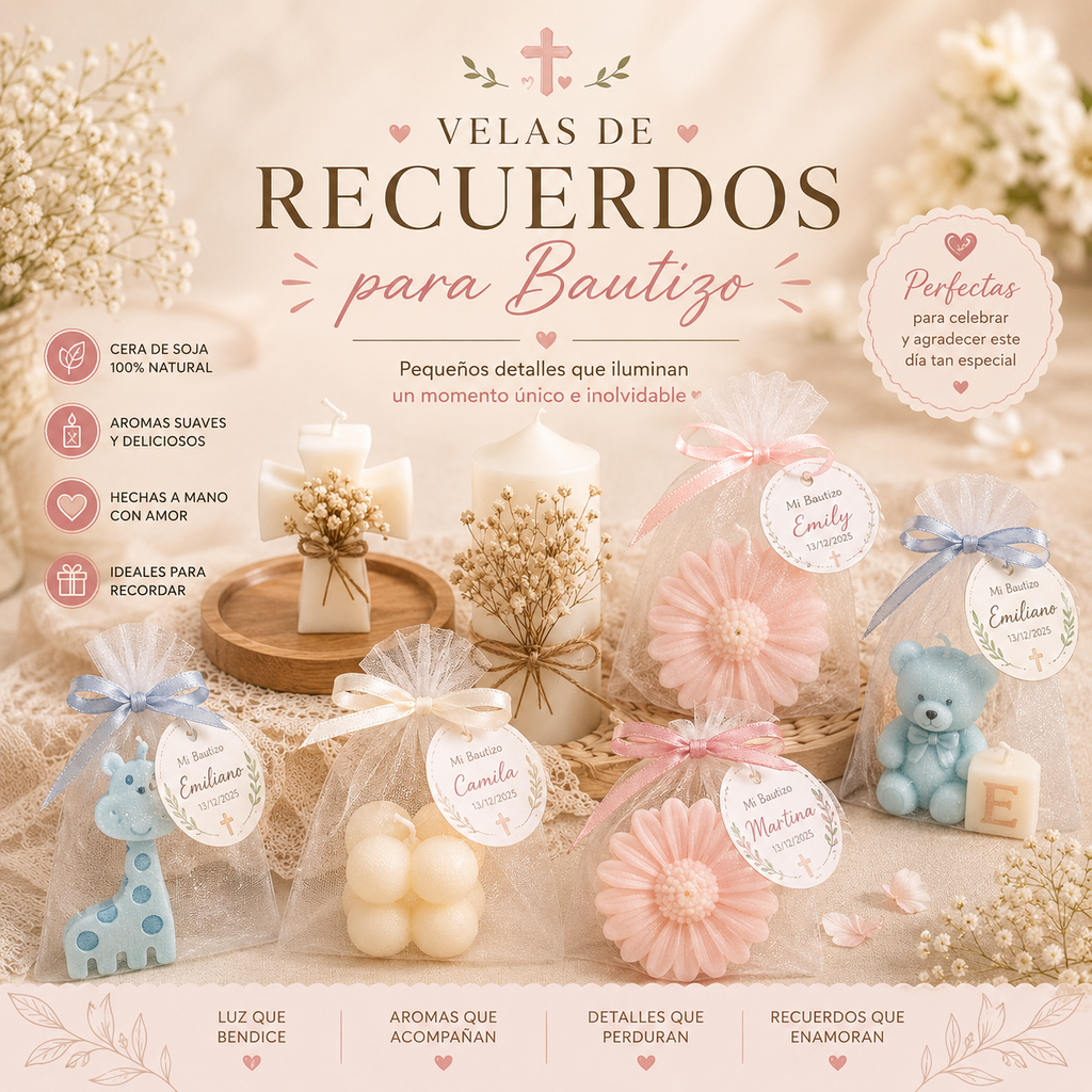 Velas Para  Recuerditos De Bautizos