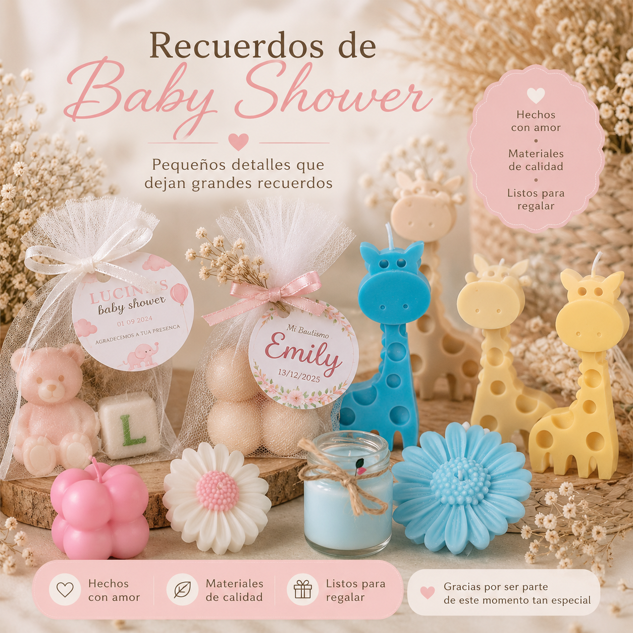 Velas Para  Recuerditos De Baby Shower