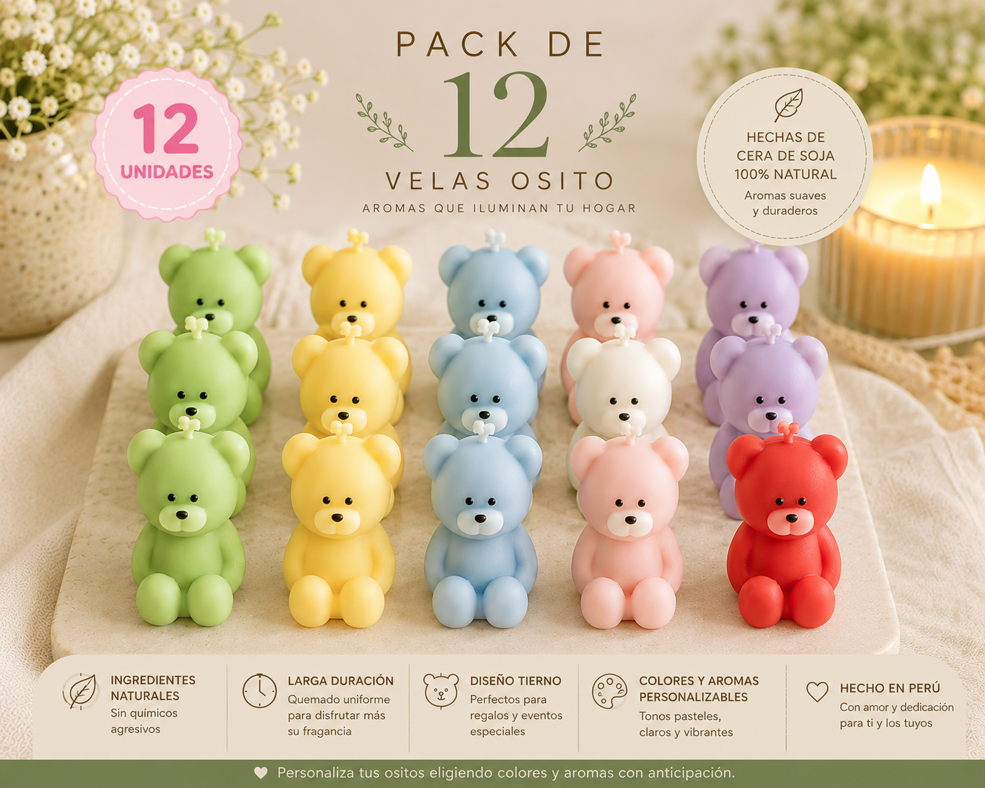 Pack de Velas Decorativas Lumin