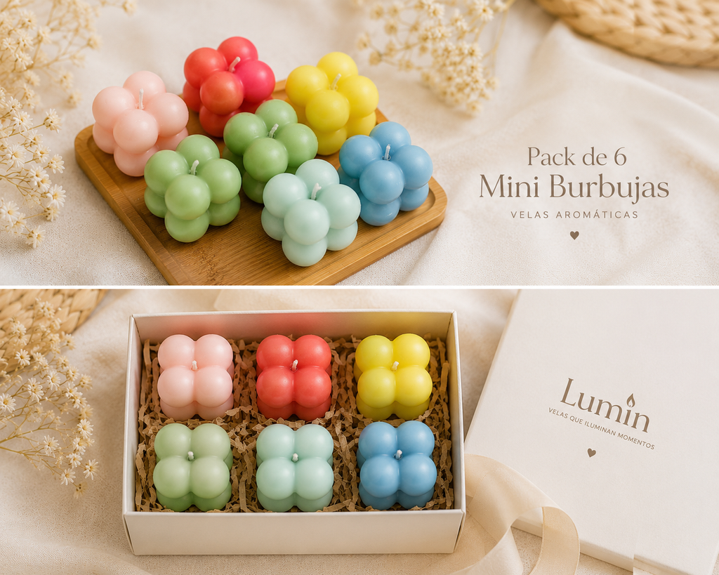 Velitas Aromáticas Pack de 6 Velitas Mini Burbujas