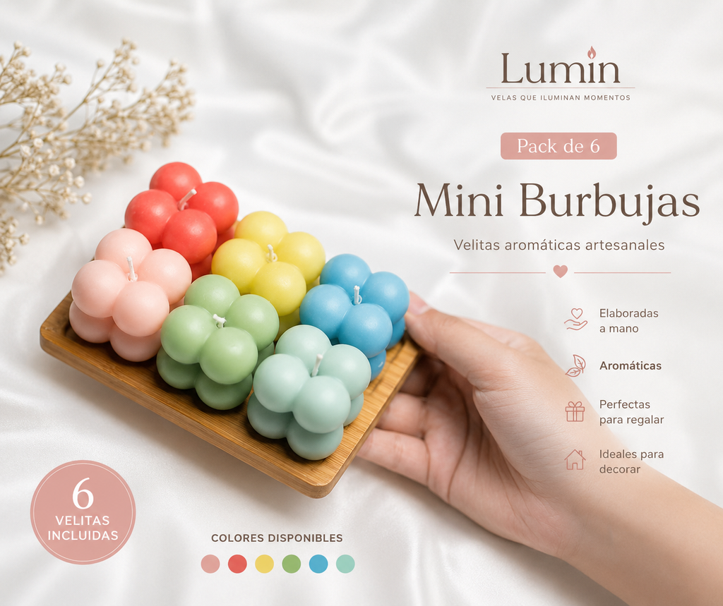 Velitas Aromáticas Pack de 6 Velitas Mini Burbujas