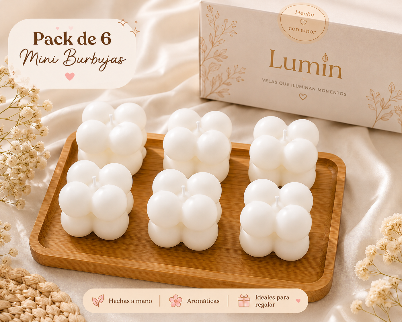 Velitas Aromáticas Pack de 6 Velitas Mini Burbujas