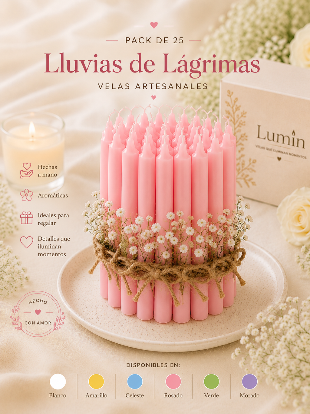 Velitas Aromática Pack 25 Lagrimas De Alegría