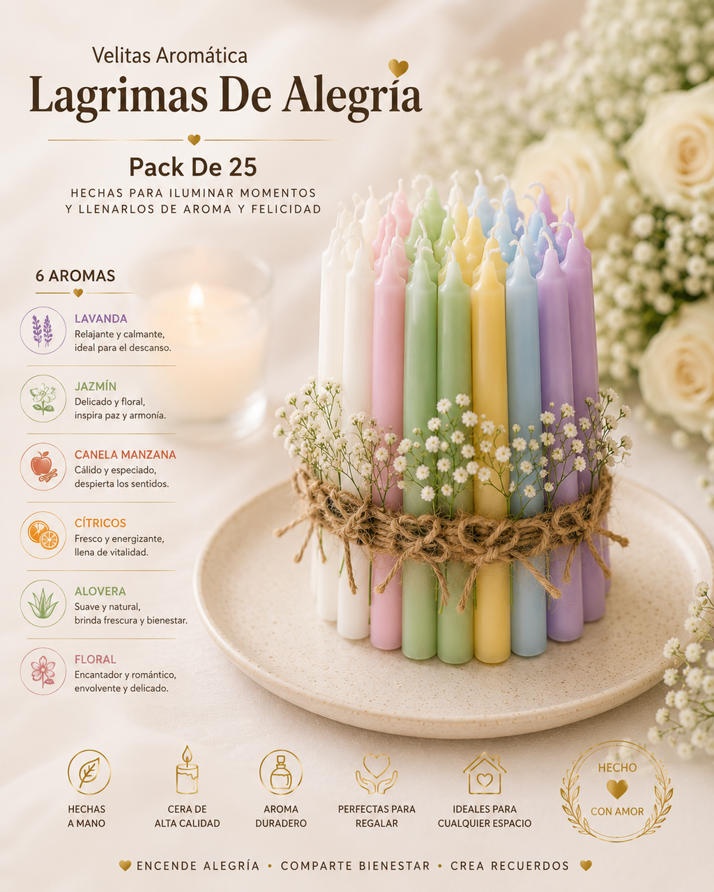 Velitas Aromática Pack 25 Lagrimas De Alegría